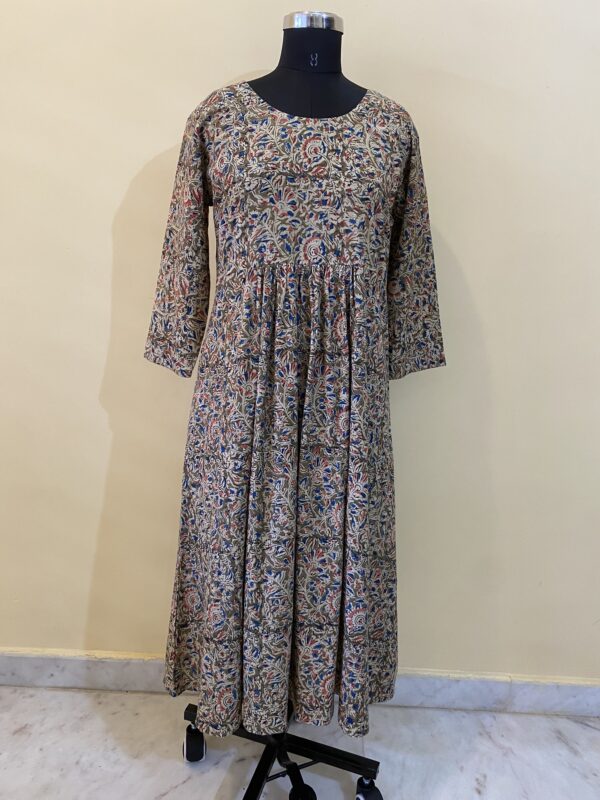 Kalamkari Cotton Kurta With Side Pocket