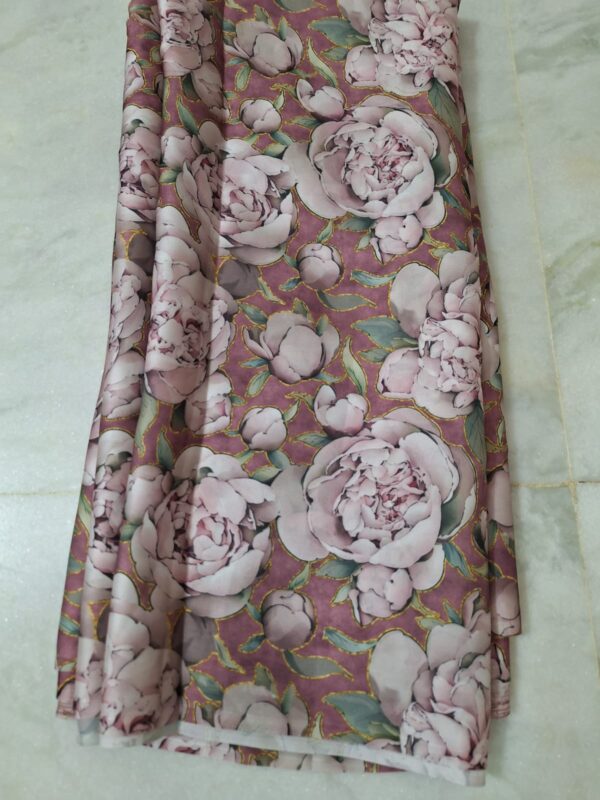 Onion Pink Floral Satin Sarees