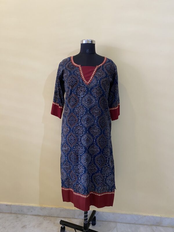 Hand Block Print Ajrakh Kurta