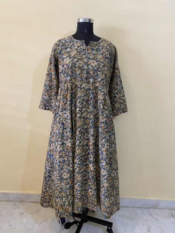 Kalamkari Cotton Kurta With Side Pocket