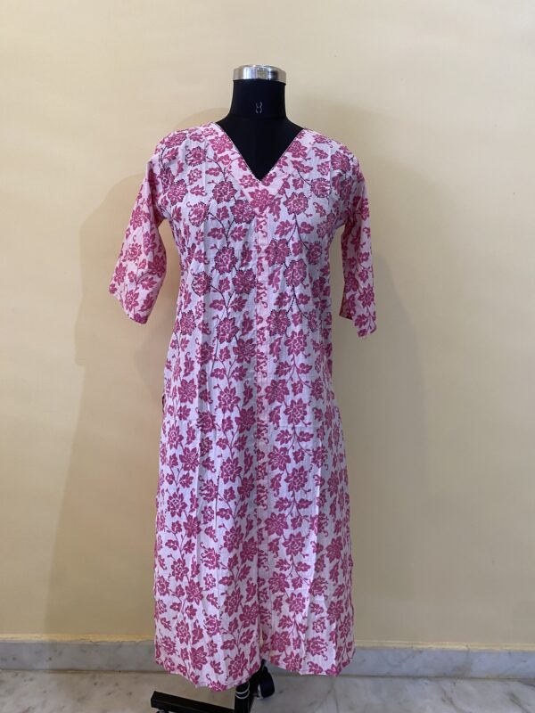 Pink Cotton Straight Kurta