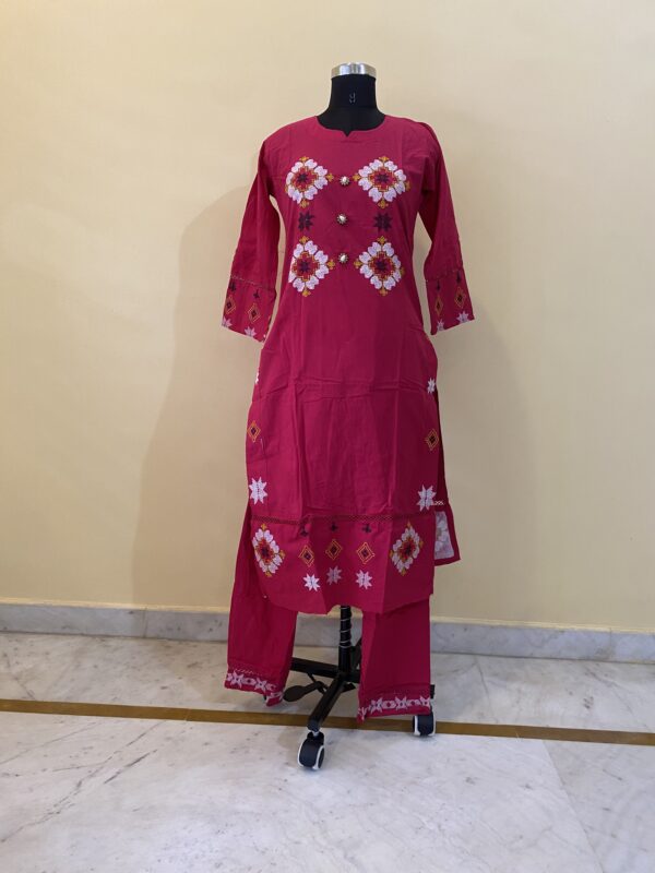 Rose Pink Straight Cotton Kurta