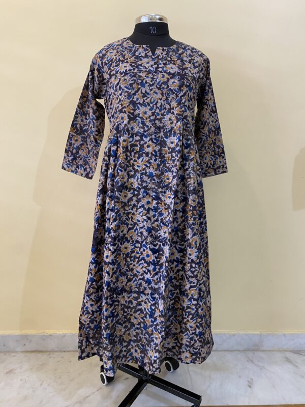 Kalamkari Cotton Kurta With Side Pocket