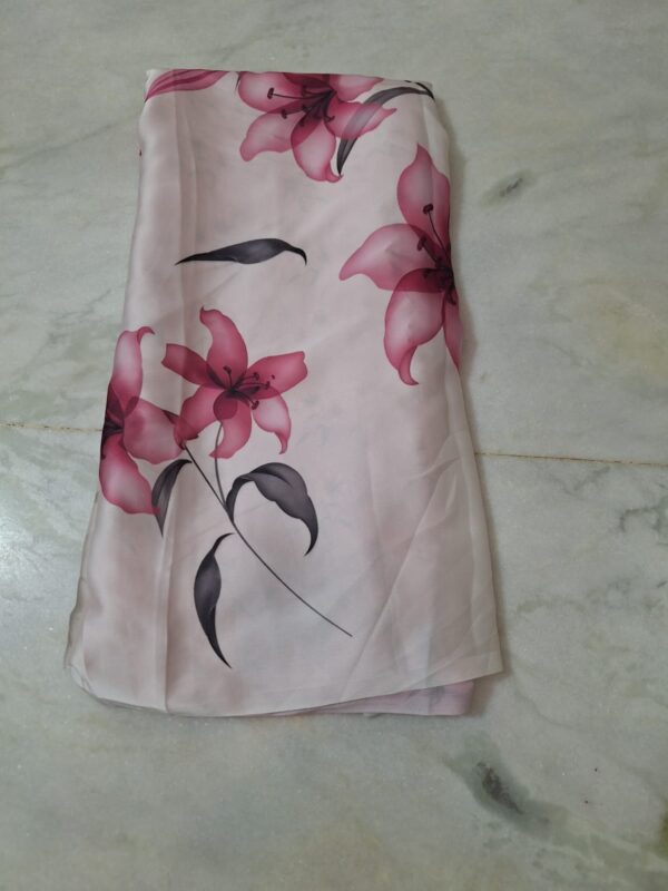 White Floral Satin Sarees