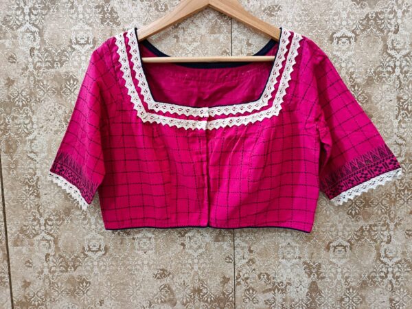 Pink Cotton Jhamdhani ReadyMade Blouse